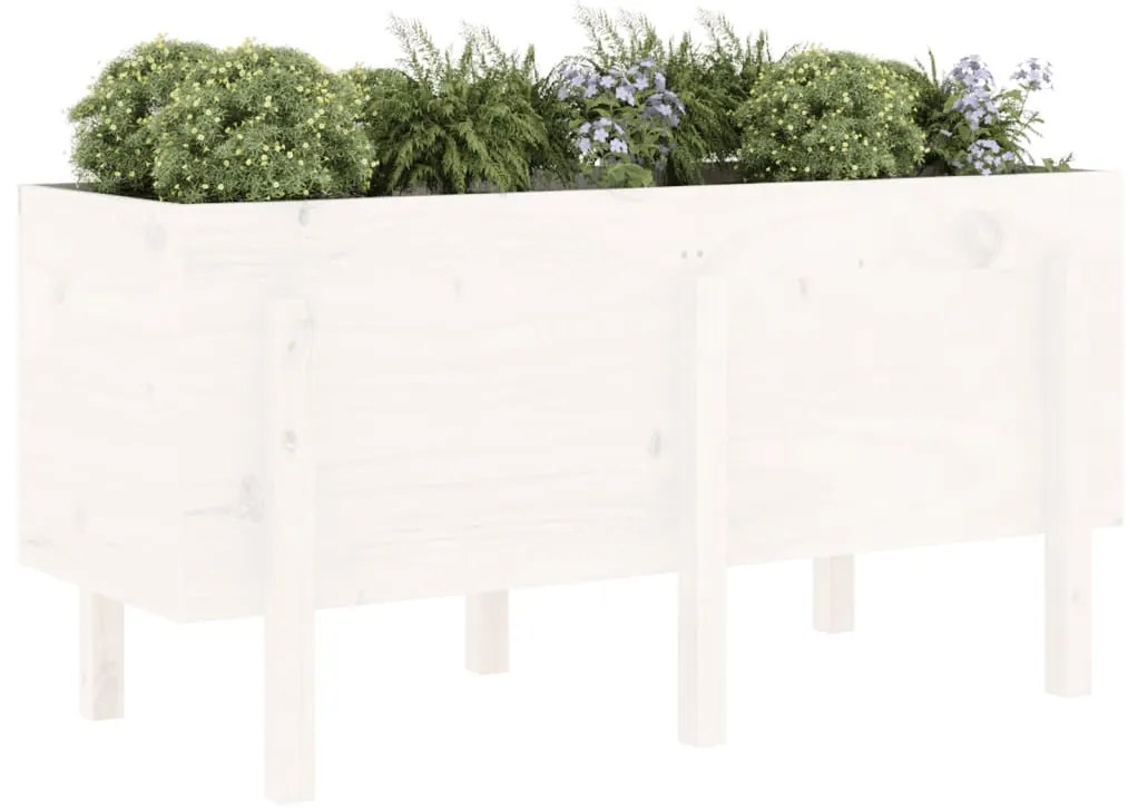 Canteiro elevado de jardim 121x50x57 cm pinho maciço branco