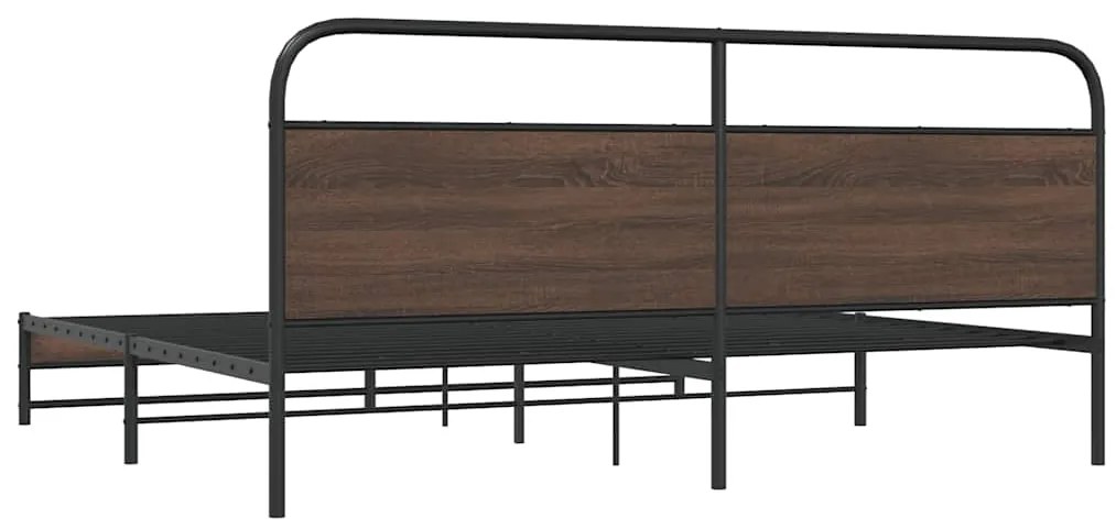 Estrutura cama sem colchão 200x200cm metal carvalho castanho