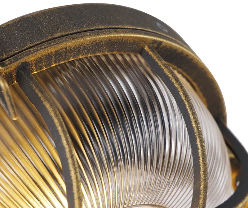 Candeeiro de parede e teto dourado/latão redondo IP44 - Noutica