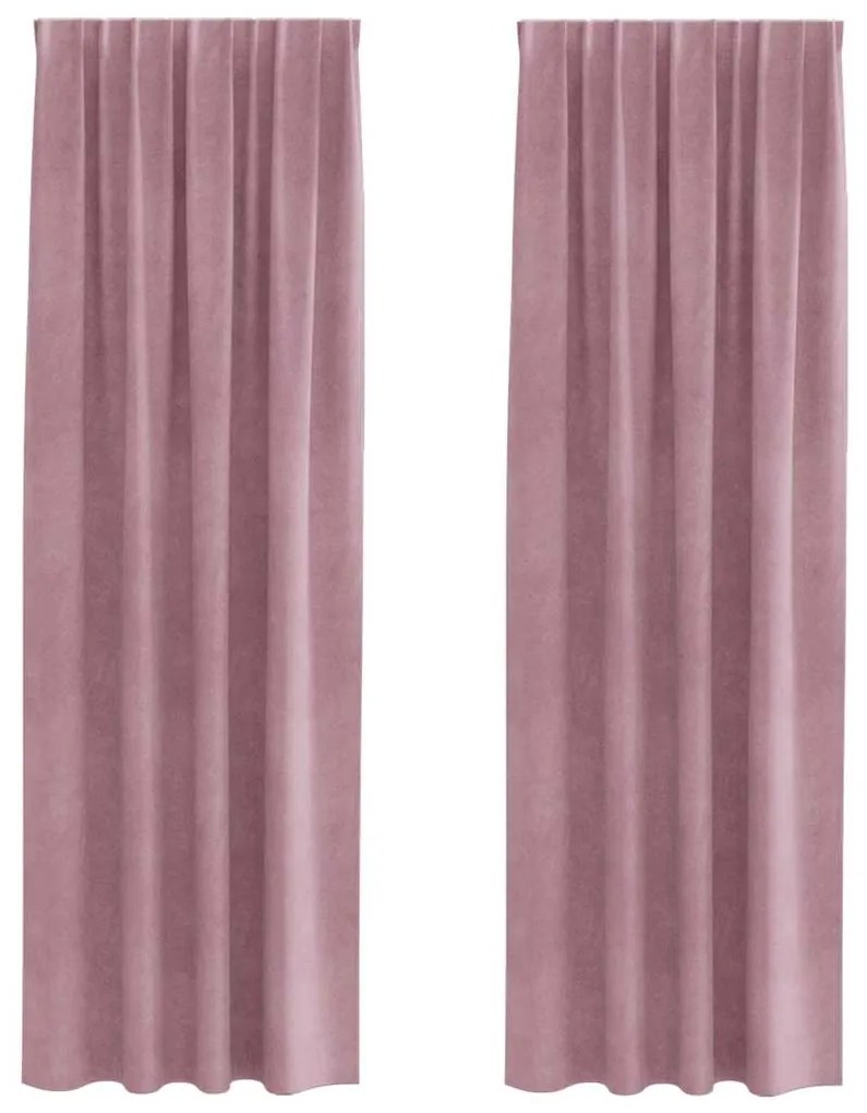 Cortinas Blackout vidaXL com fita superior 2 pcs Veludo Rosa Escuro