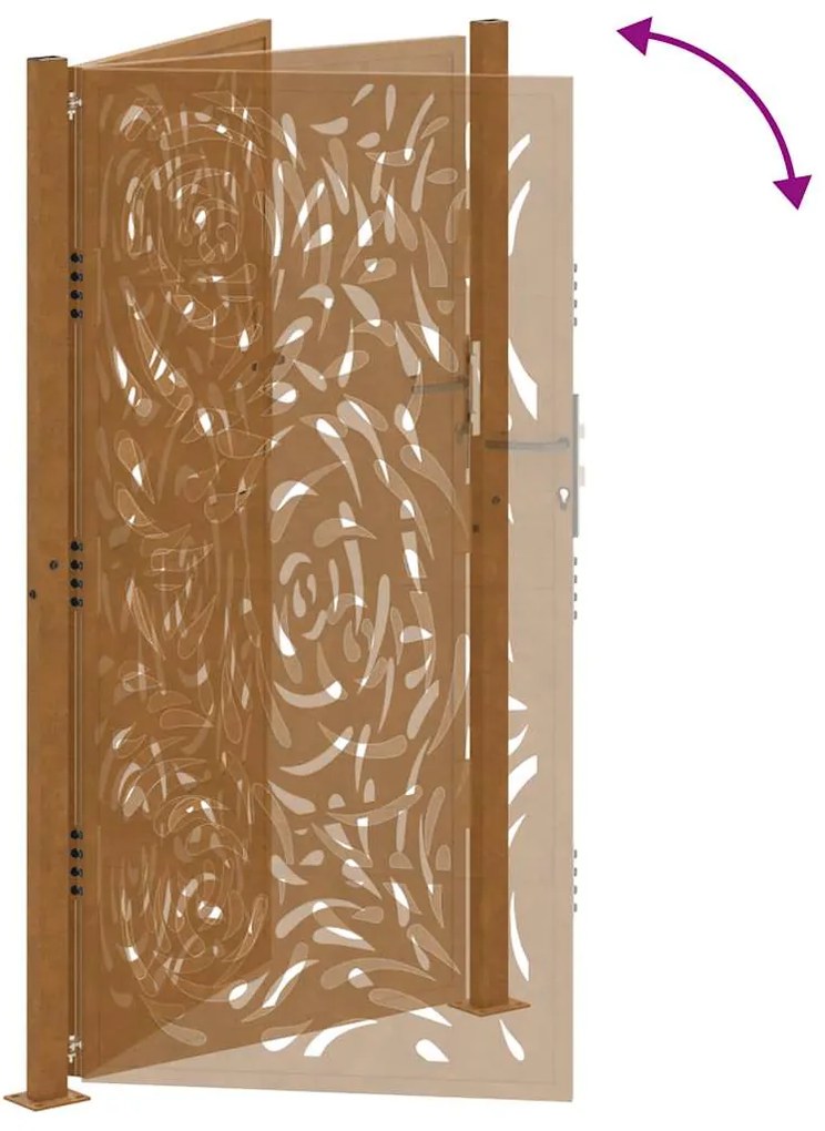 Portão de jardim 105x180 cm design de chama de aço resistente
