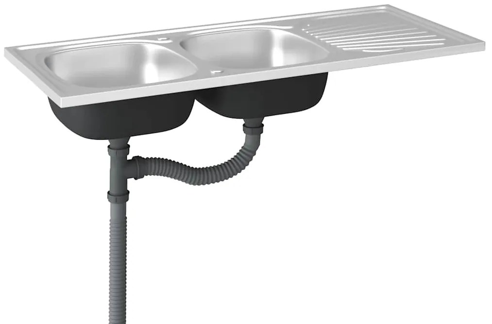 Lava-louça cozinha + cuba dupla aço inox prateado