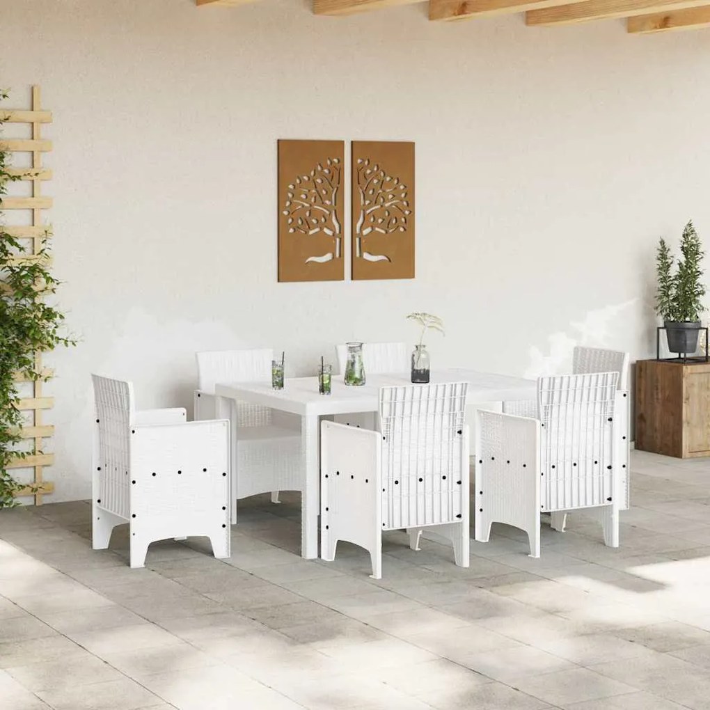 Mesa de Jardim Branca 150x100x73 cm em Rattan Sintético