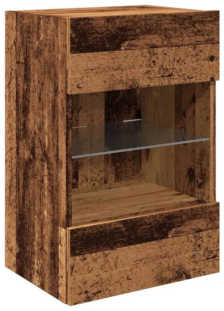 Armários de parede com luzes LED para TV 2 pcs 40x30x60,5 cm madeira v