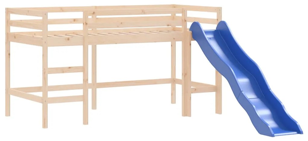 Cama alta criança c/ túnel 80x200 cm pinho maciço branco/preto