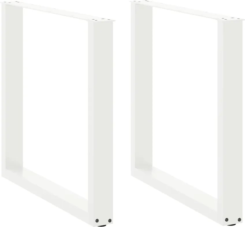 vidaXL Pés de mesa de jantar em forma de U, 2 peças, branco, 90x (72-73) cm, aço