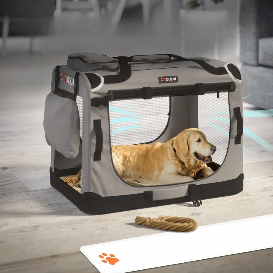 Transportadora dobrável para cães XL 82x58x58cm Cinza