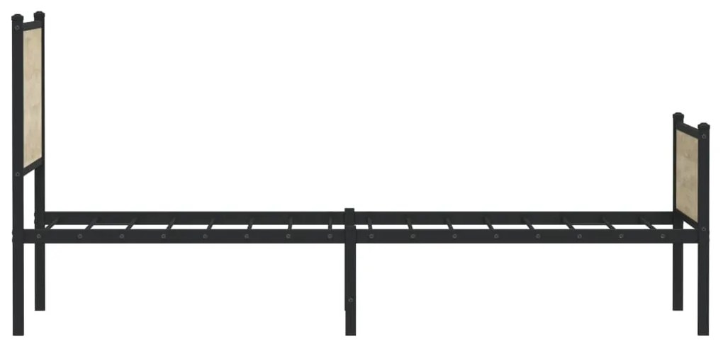 Estrutura de cama sem colchão 100x190 cm metal carvalho sonoma