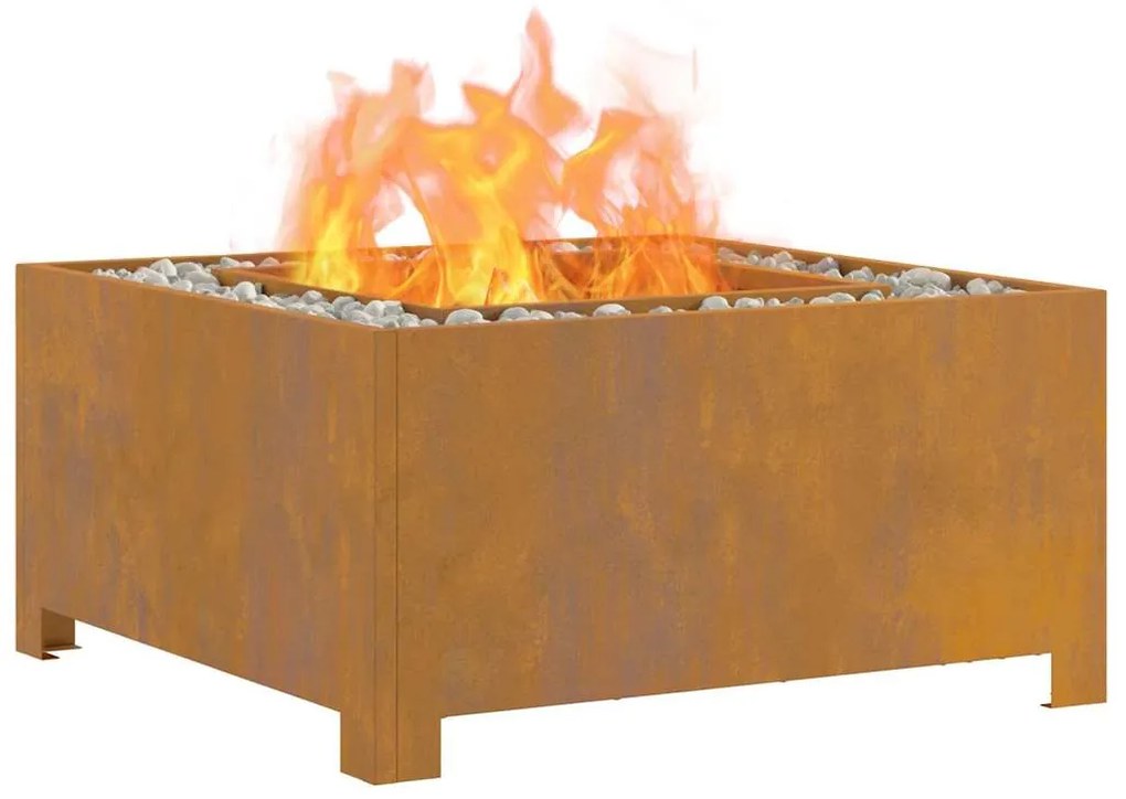Fogo de Chão Quadrado 60x60x30 cm Aço Envelhecido
