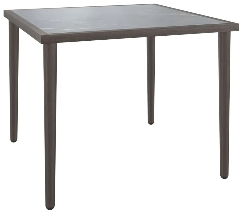 3 pcs conjunto lounge de jardim c/ almofadões vime PE cinzento