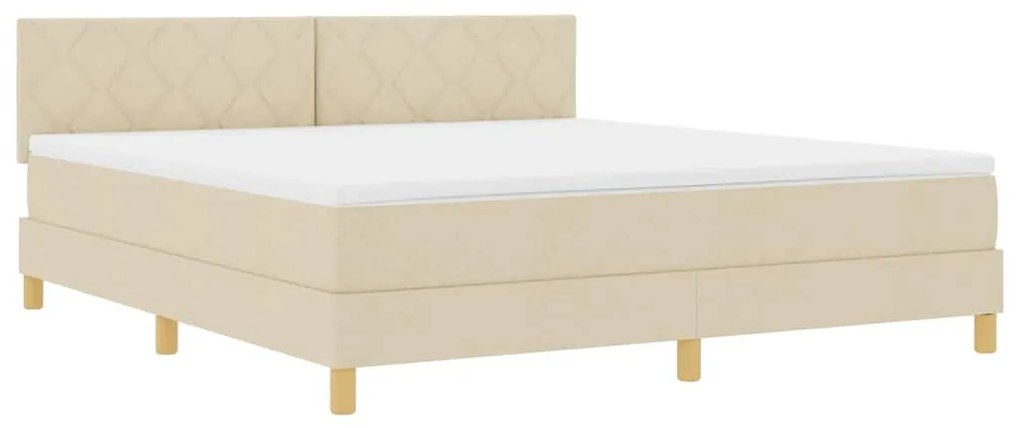 Cama Box Spring com Colchão Creme 180x200 cm Tecido