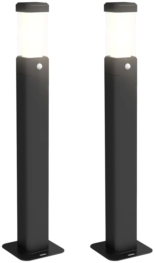 Outsunny Conjunto de 2 Luminárias de Exterior Postes Luminosos LED À Prova de Água Ip65 Lanterna para Caminhos e Vias Preto | Aosom Portugal