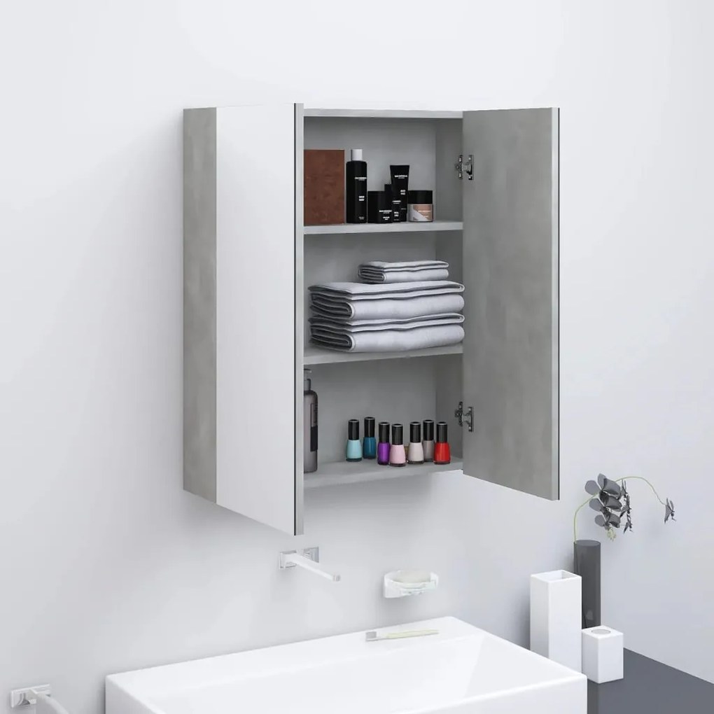 vidaXL Armário espelhado p/ casa de banho 60x15x75cm MDF cinza cimento