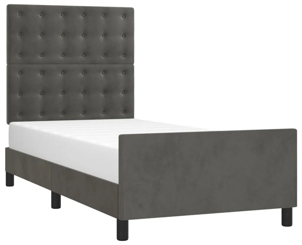 Estrutura de cama sem colchão 100x200 cm veludo cinzento-escuro