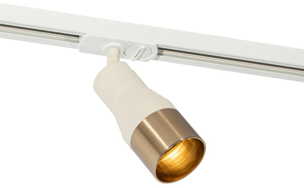 Foco moderno bege com dourado para sistema de trilhos monofásico GU10 50mm - Iconic Kohua Moderno