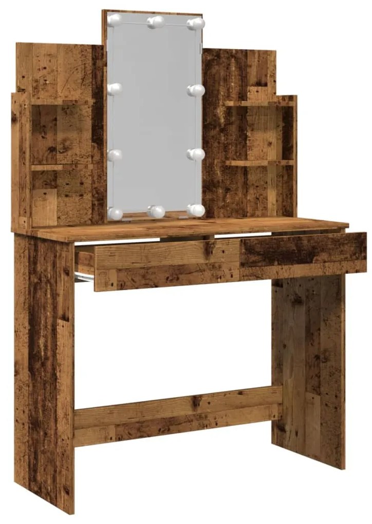 Toucador com luzes LED 96x40x142 cm cor madeira velha