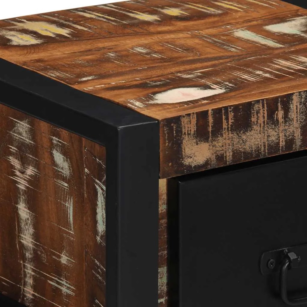 Mesa de cabeceira multicor 40x35x25cm madeira maciça recuperada