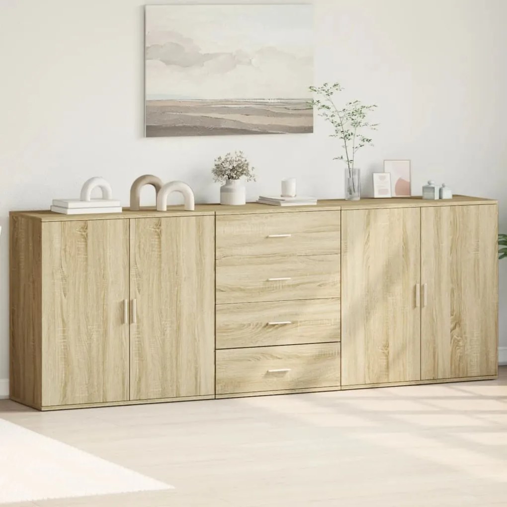 vidaXL Aparadores 3 pcs derivados de madeira cor carvalho sonoma