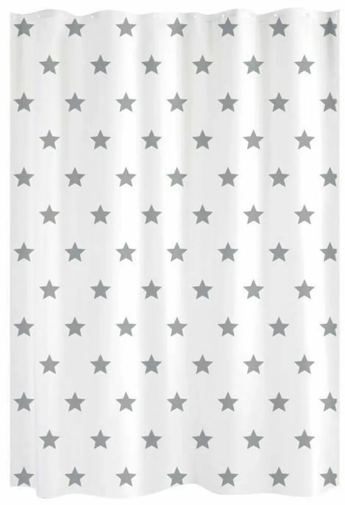 Cortina de Duche Gelco Estrelas Branco Cinzento 180 x 200 cm