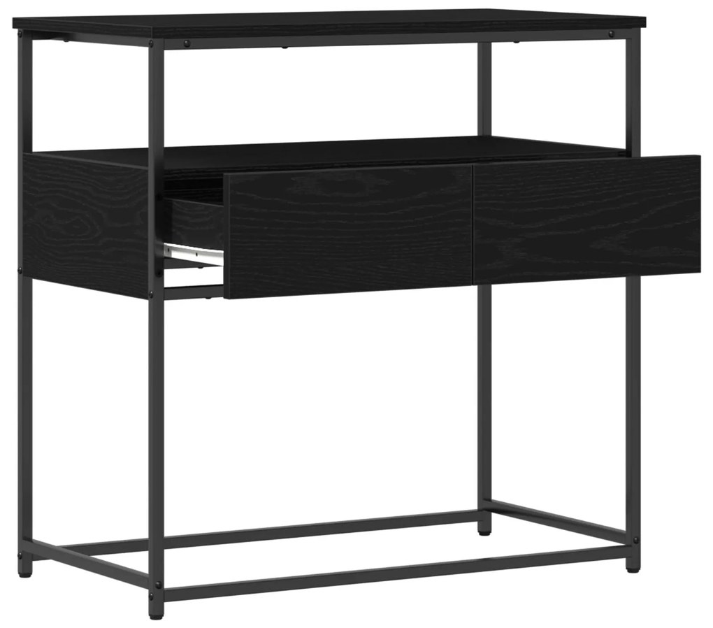 Mesa de Consola vidaXL Preto Carvalho 75x40x75 cm Madeira Engenharia e