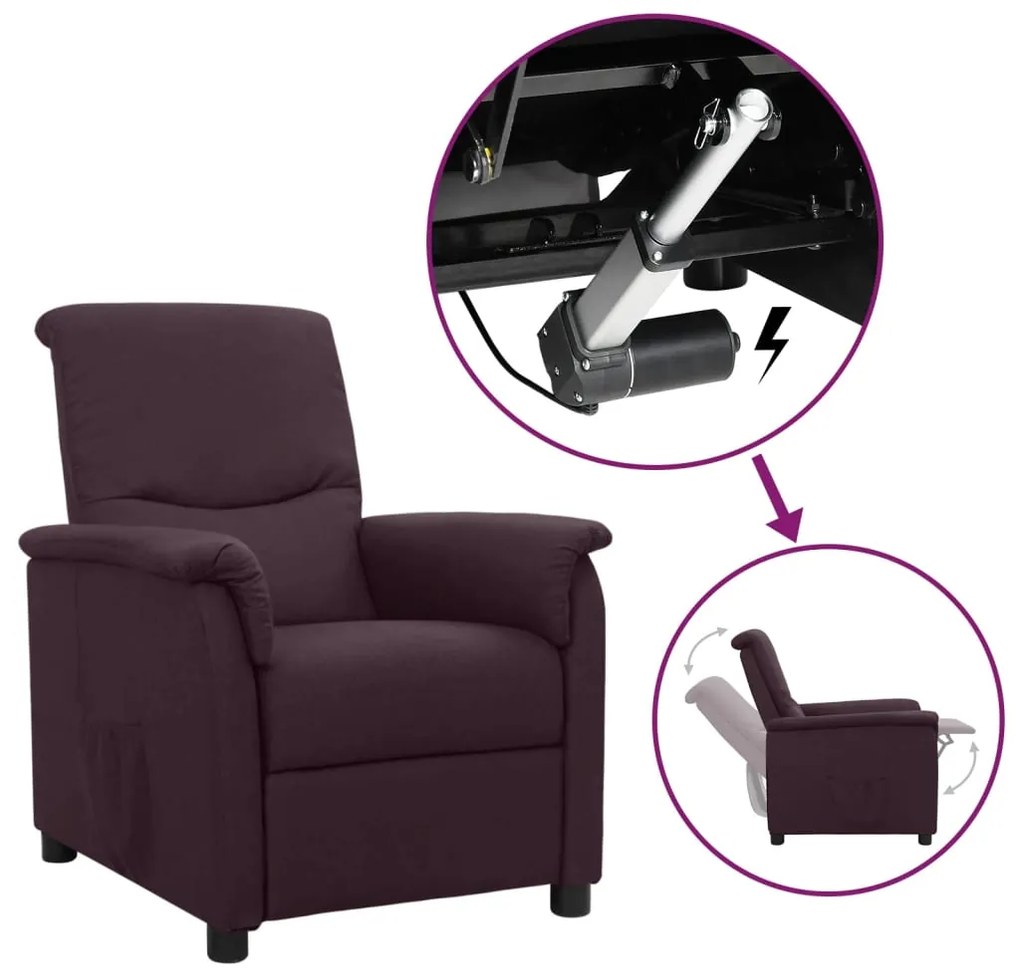 vidaXL Poltrona elevatória tecido roxo