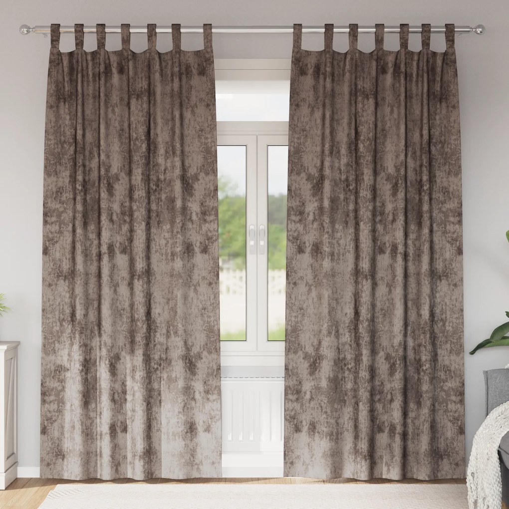 vidaXL Cortinas de Veludo 2 pcs com Abas Cappuccino 245x140 cm
