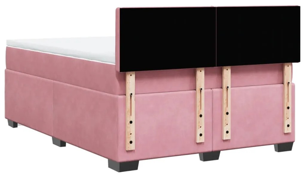 Cama com molas/colchão 160x200 cm veludo rosa