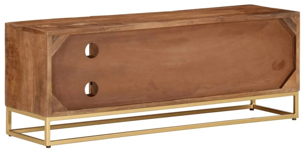 Móvel de TV 110x30x40 cm madeira de mangueira maciça e ferro