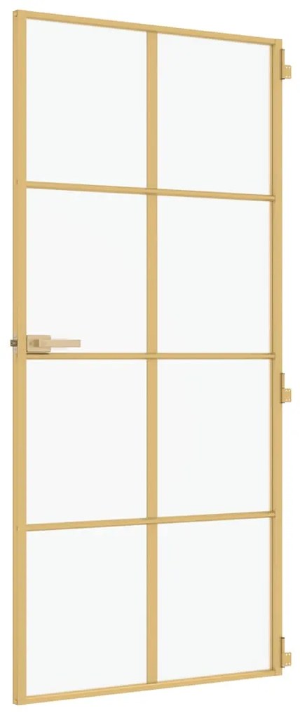Porta interior 93x201,5 cm vidro temperado e alumínio dourado