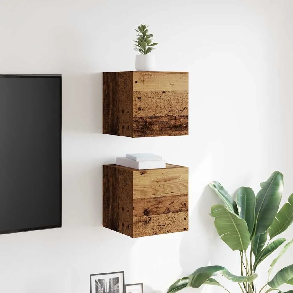 Móvel de TV de parede 2 pcs 30,5x30x30 cm madeira velha