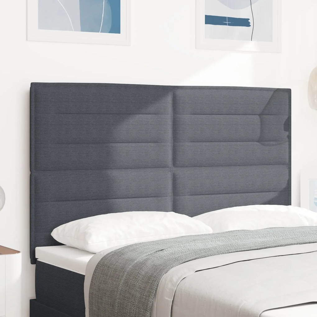 Cabeceira vidaXL Design Simples Cinza Escuro 140 cm Tecido de Corduroy