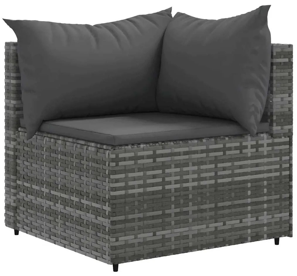 5 pcs conjunto lounge de jardim c/ almofadões vime PE cinzento
