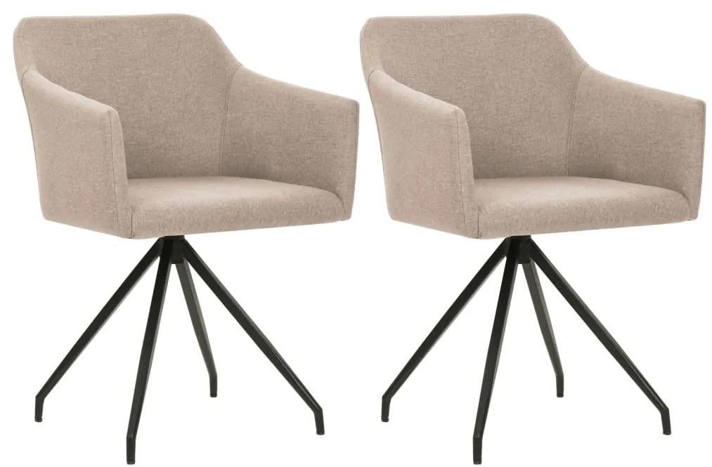 vidaXL Cadeiras de jantar giratórias 2 pcs tecido cinzento-acastanhado