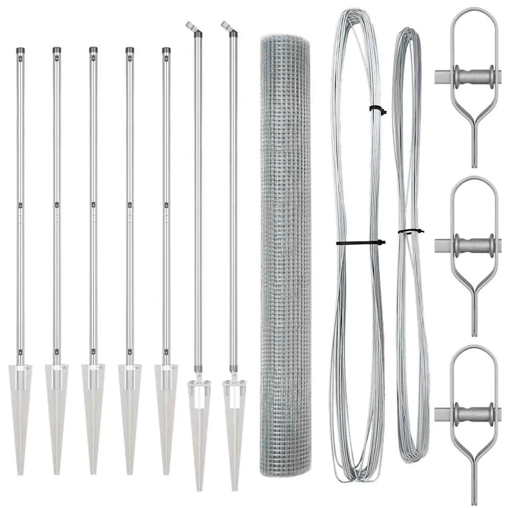 Cerca de Fio Soldado com 7 Postes de Espeto 1,2x10 m Aço Galvanizado