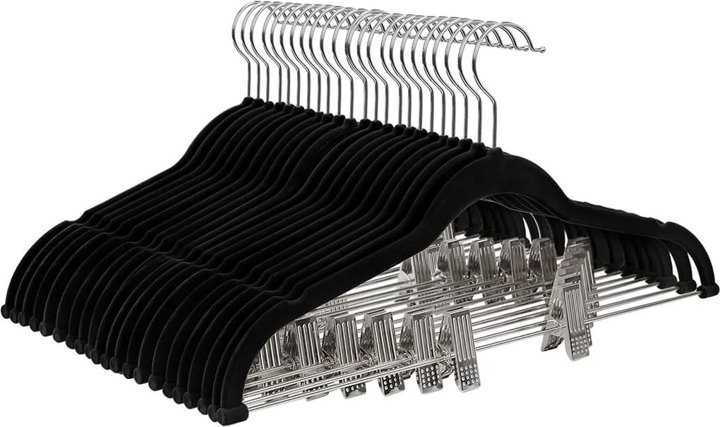 Cabides para calças de veludo, 12 unidades, pretos