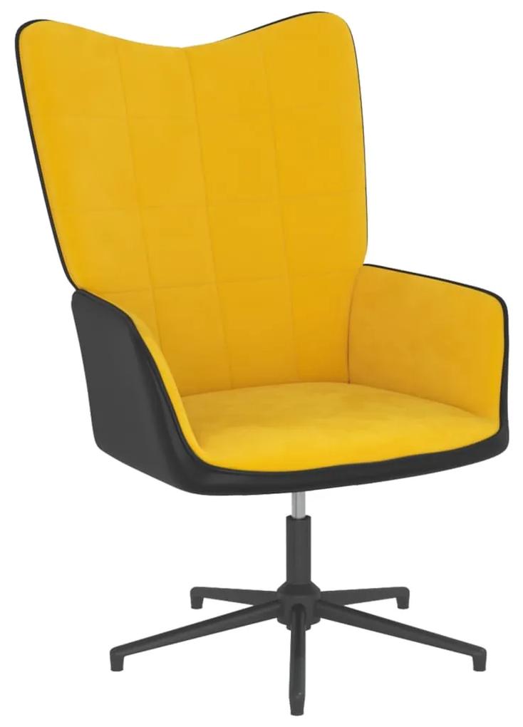 327838 vidaXL Cadeira de descanso PVC e veludo amarelo mostarda