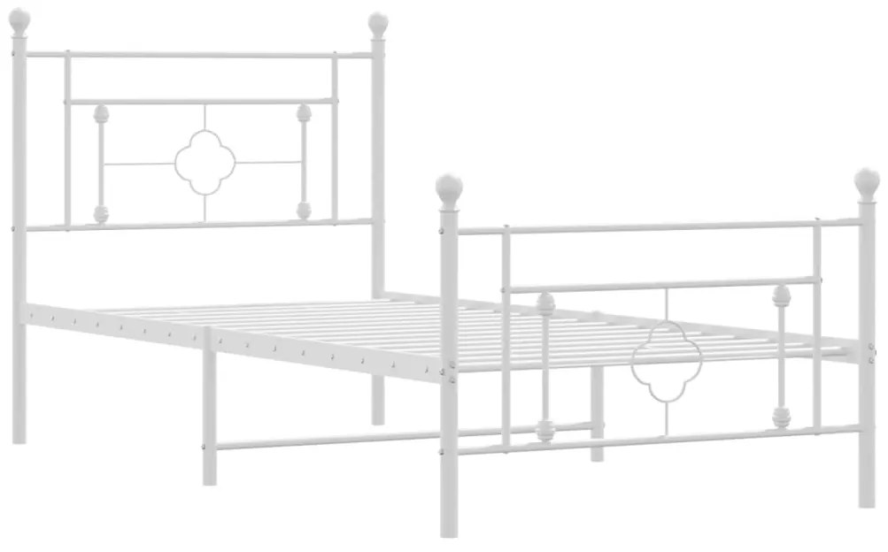 Estrutura de cama com cabeceira e pés 90x190 cm metal branco