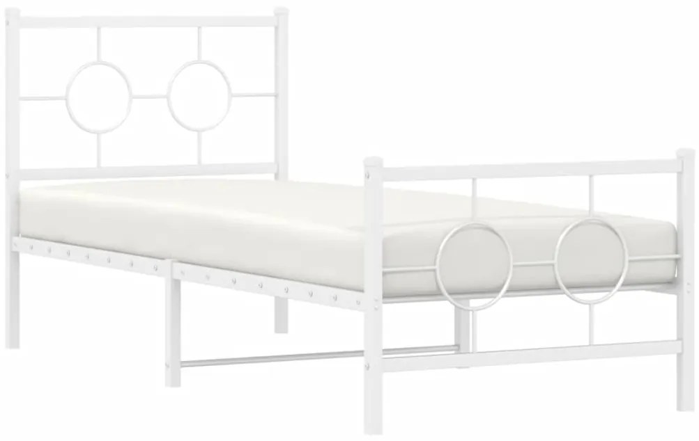 Estrutura de cama com cabeceira e pés 75x190 cm metal branco
