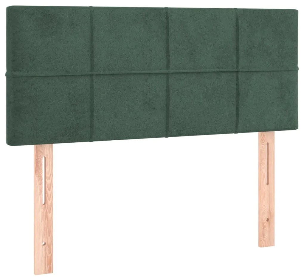 Cabeceira de cama c/luzes LED veludo 100x5x78/88cm verde-escuro