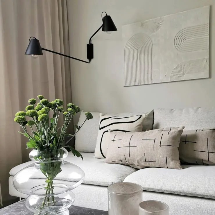 Candeeiro de parede design preto 2 luzes ajustável - Lune