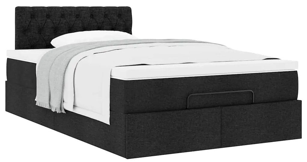 Cama otomana com colchão 120x190 cm tecido preto