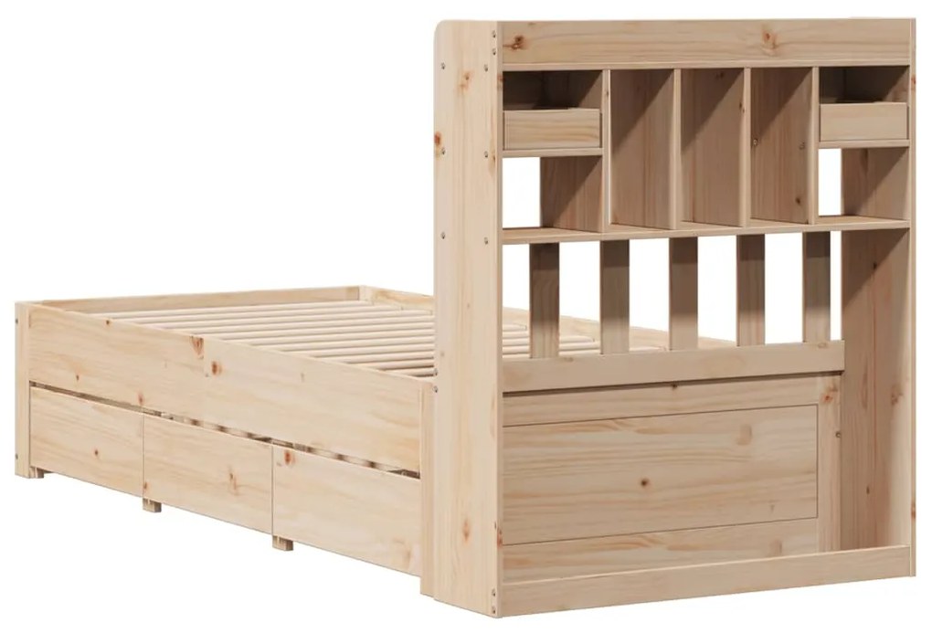 Cama com estante sem colchão 90x190 cm pinho maciço