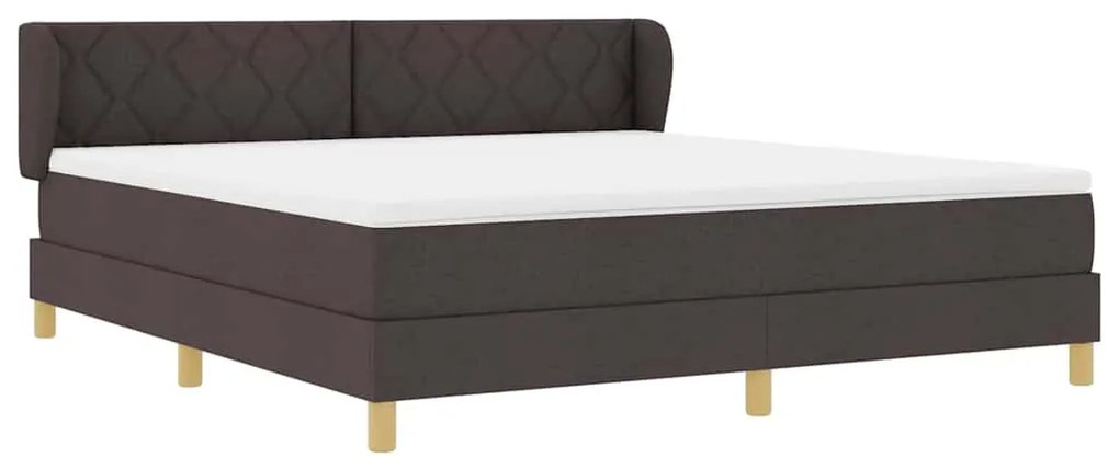 Cama Box Spring com Colchão - Castanho Escuro, 180x200 cm, Tecido