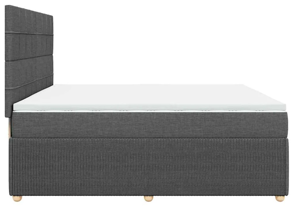 Cama com molas/colchão 200x200 cm tecido cinzento-escuro