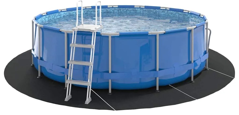 Capa de Piscina Redonda Preta Plástico Ø 458 cm Capa de Piscina
