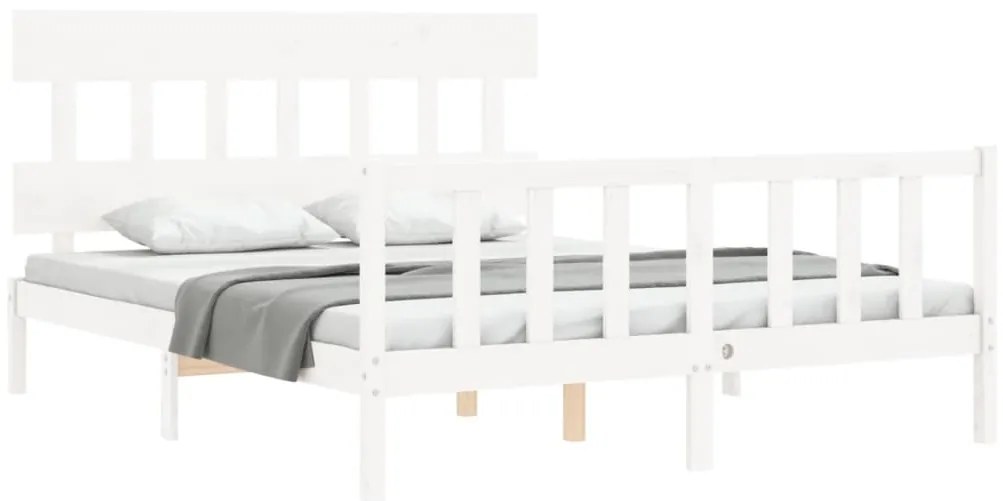 Cama sem colchão 160x200 cm madeira de pinho maciça branco