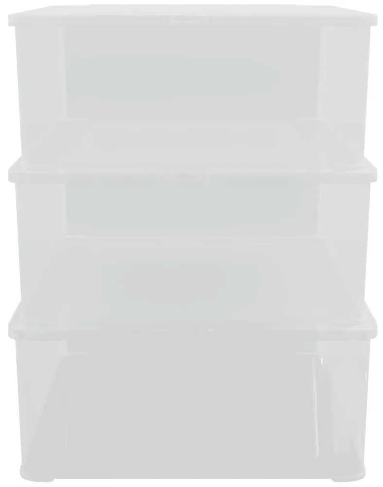 Caixas de arrumação empilháveis 3 pcs 25 L plástico