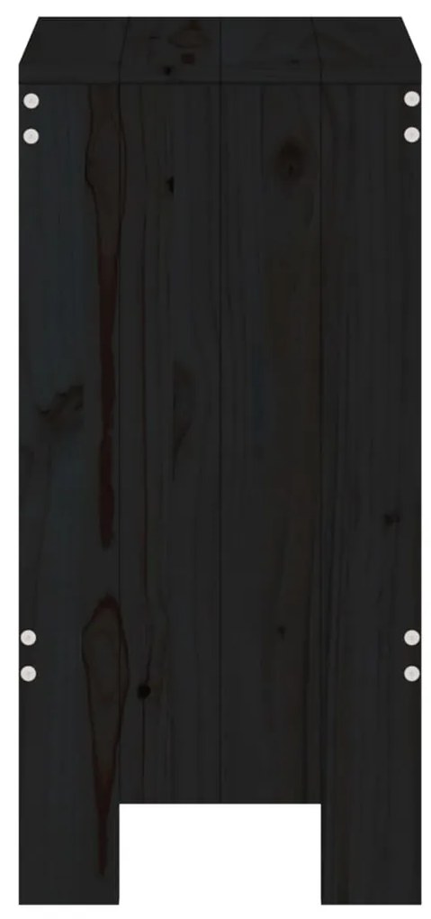 Bancos de bar 2 pcs 40x36x75 cm madeira de pinho maciça preto