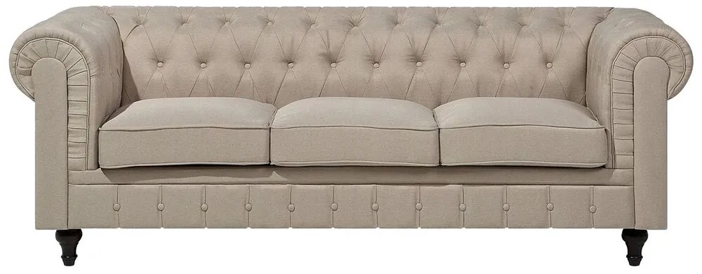 Sofá de 3 lugares em tecido creme CHESTERFIELD BIG Beliani