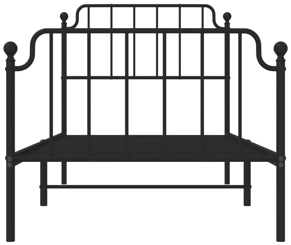 Estrutura de cama com cabeceira e pés 90x200 cm metal preto